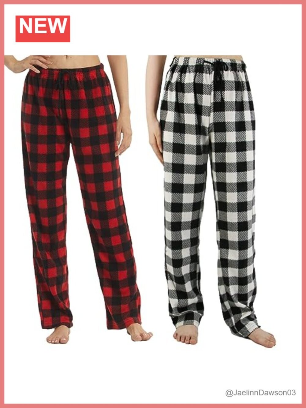 Women's Plaid Fleece Pajama Pants Soft Comfy Lounge Sleepwear Drawstring Bottoms